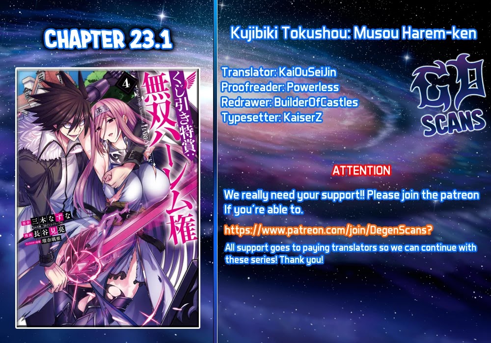 Kujibiki Tokushou Musou Harem-Ken Chapter 23.1: The 777X Man Falls In The Flames! Part 1 - Picture 1