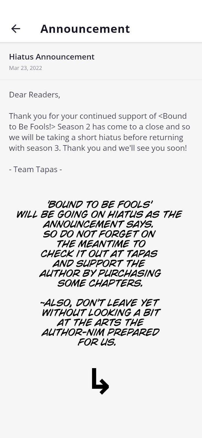 Bound To Be Fools Chapter 53.5 : Announcement - Picture 1